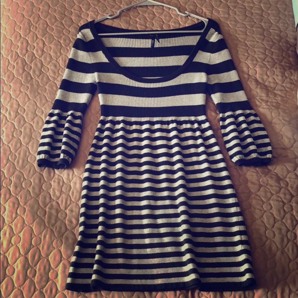 Black and grey sweater dress